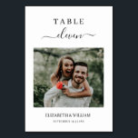 Elegance Script Foto Bruiloft Aangepast Tafelnumme Kaart<br><div class="desc">Modern en elegant ontwerp gedrukt Elegance Script Modern Foto Bruiloft Aangepast Tafelnummer dat kan worden aangepast met uw tekst en voeg elke tafelnummerkaart toe aan uw winkelwagen, één voor één. Klik op de "Pas het aan" knop en gebruik onze ontwerp tool om deze sjabloon aan te passen. Bekijk de Graphic...</div>