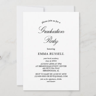 Elegance Script Graduation Party uitnodiging