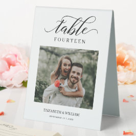 Elegance Script Modern Photo Wedding Table Number