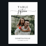 Elegance Script Photo Wedding Table No 15 Kaart<br><div class="desc">Het moderne en elegante ontwerp drukte de Moderne Kaart van de Tent van de Band van het Manuscript van het Manuscript van Elegance de Moderne van de Foto van de Bouw van de Band van de Band van de Foto van het Teken van de Vijftien die met jouw tekst kan...</div>