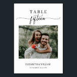 Elegance Script Photo Wedding Table No 15 Kaart<br><div class="desc">Het moderne en elegante ontwerp drukte de Moderne Kaart van de Tent van de Band van het Manuscript van het Manuscript van Elegance de Moderne van de Foto van de Bouw van de Band van de Band van de Foto van het Teken van de Vijftien die met jouw tekst kan...</div>