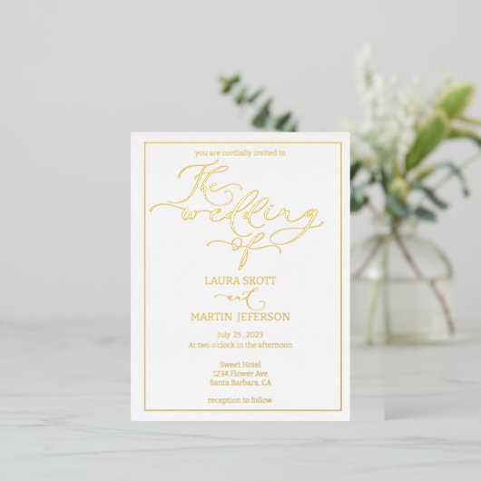 Elegance Script tekst gebaseerde uitnodiging Folie (Staand Voorkant)
