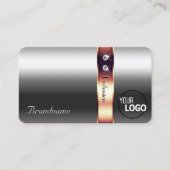 Elegance Silver Roos Gold Decor Diamonds en Logo Visitekaartje (Voorkant)