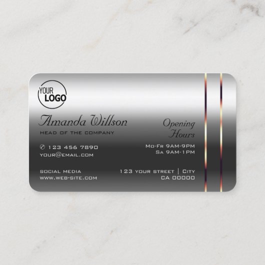 Elegance Silver Roos Gold Decor Diamonds en Logo Visitekaartje (Achterkant)