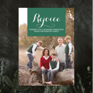 Elegance Squared Holiday Fotokaart Groen Feestdagenkaart