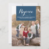 Elegance Squared Kerst Foto Kaart | Blauw (Voorkant)