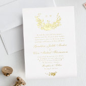 Elegance Subtle Real Gold Wreater Monogram Wedding Folie Uitnodiging