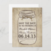 Elegance Twine Mason Jar Save the Date Aankondigingskaart (Voorkant / Achterkant)