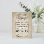 Elegance Twine Mason Jar Save the Date Aankondigingskaart (Staand voorkant)
