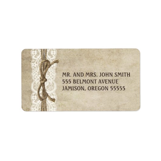  Elegance Twine op Kant Adresetiketten Etiket (Voorkant)