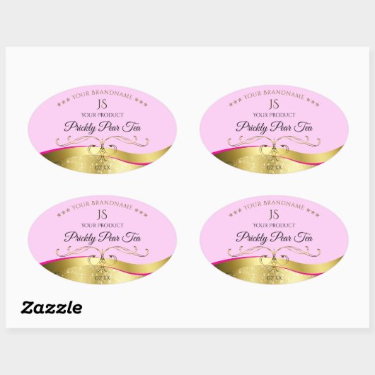 Elegance Wavy Gold Decor Lichtroze Monogram Label (Vel)