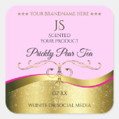 Elegance Wavy Gold Decor Lichtroze Monogram Label (Voorkant)