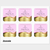 Elegance Wavy Gold Decor Lichtroze Monogram Label (Vel)