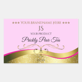 Elegance Wavy Gold Decor Lichtroze Monogram Label