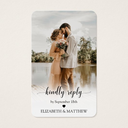 Elegance Wedding Website QR Code Foto RSVP Card Visitekaartje (Voorkant)