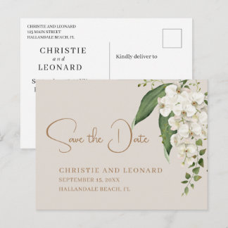 Elegance White Orchid Save the Date Briefkaart