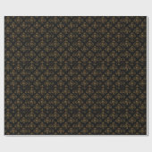 Elegance Zwart en Goud Damast Cadeaupapier (Vlak)