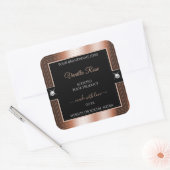 Elegance Zwart Roos Gold Brilliants Productlabel Vierkante Sticker (Envelop)