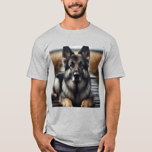 Elegancia Canina: Pastor Alemán Gris T-shirt (Voorkant)