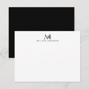eleganr greenery monogram note card notitiekaartje