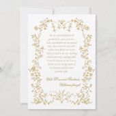 Eleganse Golden Flowers Foto Bruiloft Bedankkaart (Achterkant)