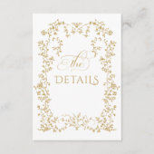 Eleganse Golden Flowers Foto Bruiloft Informatiekaartje (Voorkant)
