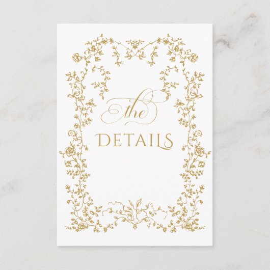  Eleganse Golden Flowers Foto Bruiloft Informatiekaartje (Voorkant)