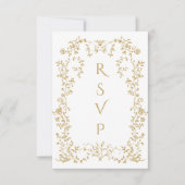  Eleganse Golden Flowers Foto Bruiloft RSVP Kaartje (Voorkant)