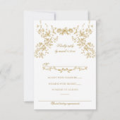  Eleganse Golden Flowers Foto Bruiloft RSVP Kaartje (Achterkant)