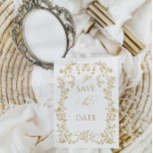 Eleganse Golden Flowers Foto Bruiloft Save The Date