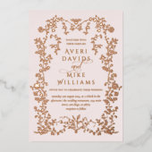  Eleganse Golden Flowers Lijst bruiloft Folie Uitnodiging (Voorkant)