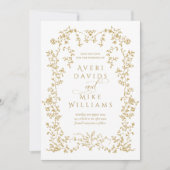 Eleganse Golden Flowers Lijst bruiloft Save The Date (Voorkant)