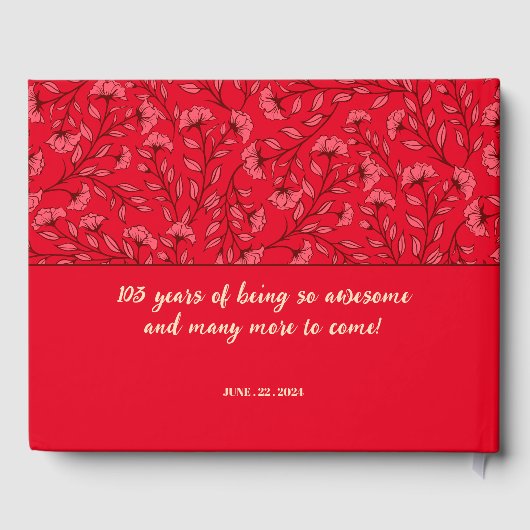 Elegant 100e verjaardag Gastenboek (RED) (Achterkant)