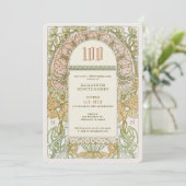 Elegant 100e verjaardag nodigt Art Nouveau Mucha u Kaart (Staand voorkant)