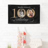 Elegant 100th Birthday Custom Photo Party Spandoek (Insitu)