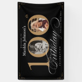 Elegant 100th Birthday  Custom Photo Party Spandoek (Verticaal)