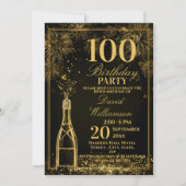 Elegant 100th Birthday Gold Bottle Fizz Kaart (Voorkant)
