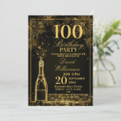 Elegant 100th Birthday Gold Bottle Fizz Kaart (Staand voorkant)
