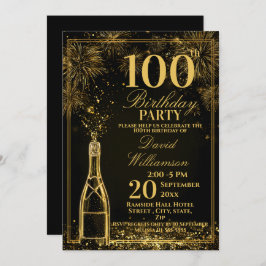 Elegant 100th Birthday Gold Bottle Fizz Kaart
