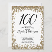 Elegant 100th Birthday Invitation For Her in Gold Kaart (Voorkant)