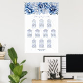 Elegant 10 Tafel Blauw Bloemen Trouwstoel Grafiek Poster (Thuiskantoor)