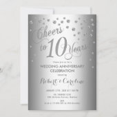 Elegant 10e bruiloft Jubileum - Silver White Kaart (Voorkant)