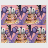 Elegant 10e Jubileum Celebration Cake Design Cadeaupapier (Vlak)