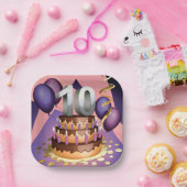 Elegant 10e Jubileum Celebration Cake Design Papieren Bordje (Feest)