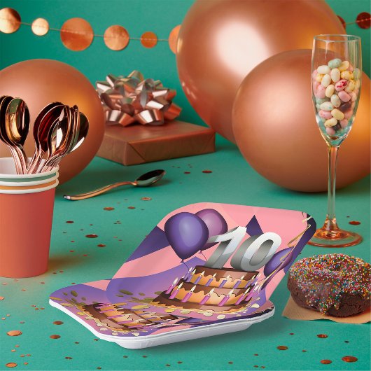 Elegant 10e Jubileum Celebration Cake Design Papieren Bordje