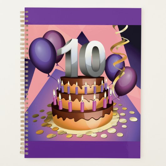 Elegant 10e Jubileum Celebration Cake Design Planner (Voorkant)