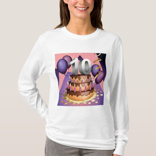 Elegant 10e Jubileum Celebration Cake Design T-shirt (Voorkant)