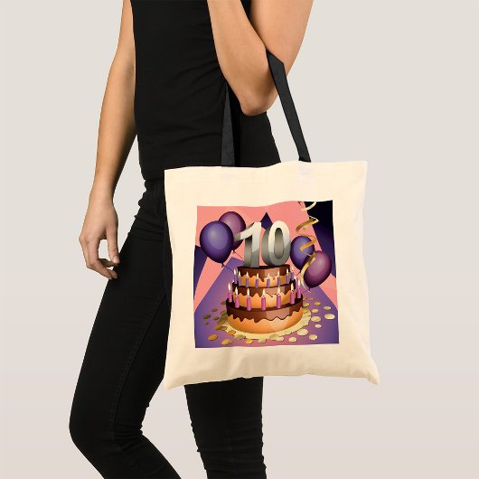 Elegant 10e Jubileum Celebration Cake Design Tote Bag