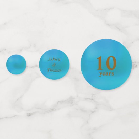 Elegant 10e jubileum goud & turquoise confetti (Voorkanten)