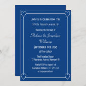 Elegant 10e Jubileum Romantisch Harten Blauw Kaart (Voorkant / Achterkant)